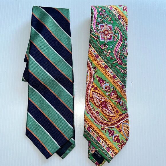 Polo by Ralph Lauren Designer Silk ties-lot of 2, made in Italy - Picture 1 of 6